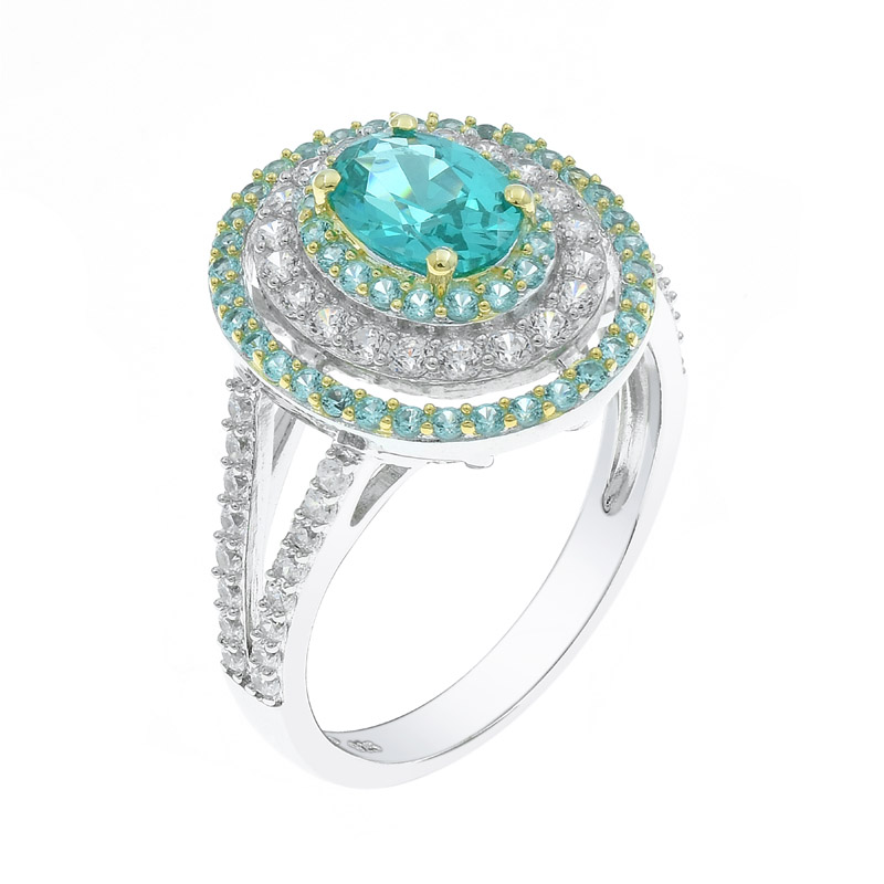 fancy paraiba halo ring for ladies