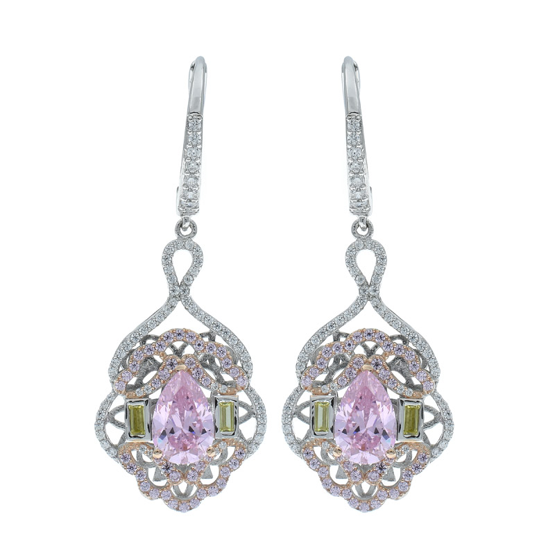 Women Luxury Diamond Pink CZ Earrings