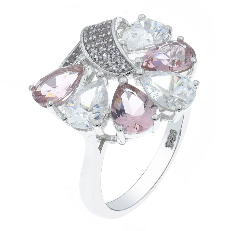 Women White CZ & Morganite Nano Ring