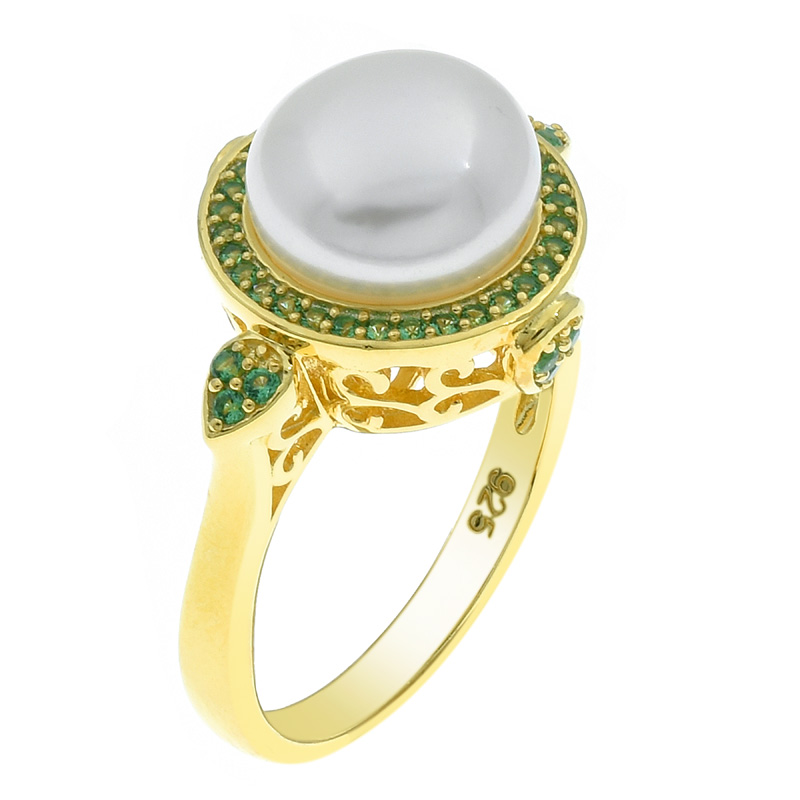Women Gold Plated Pearl Ring