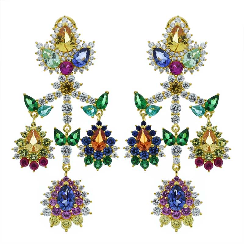 China Women Multicolor Stones Earrings