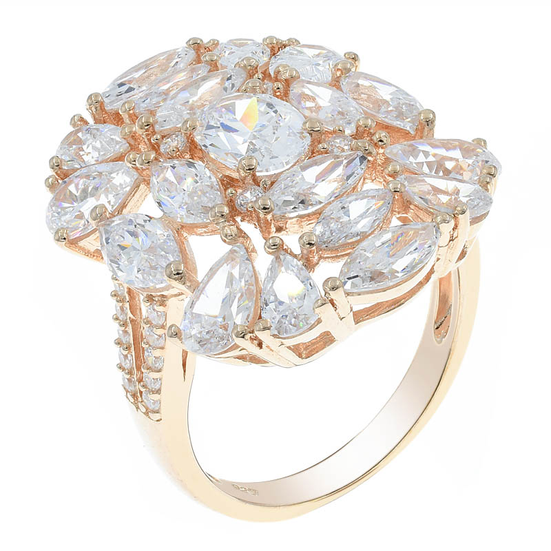Women Clear Stone Cluster Ring Jewelry