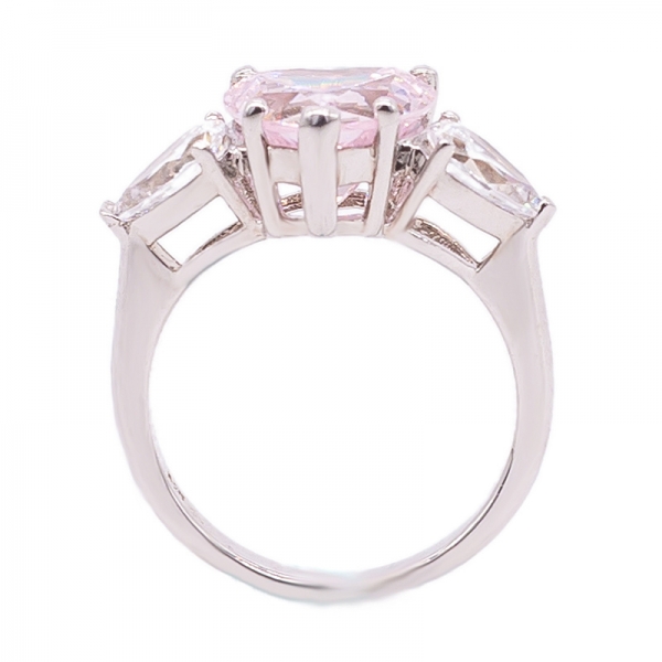 joyería de plata anillo diamante en forma de corazón rosa 