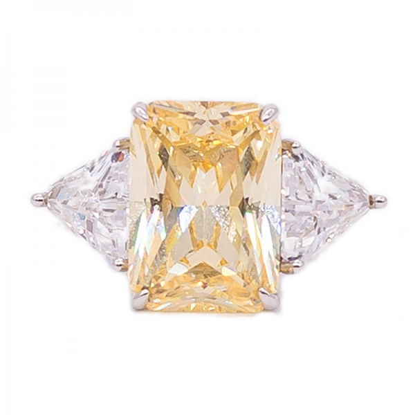 Anillo de compromiso amarillo diamante 925 para mujer 