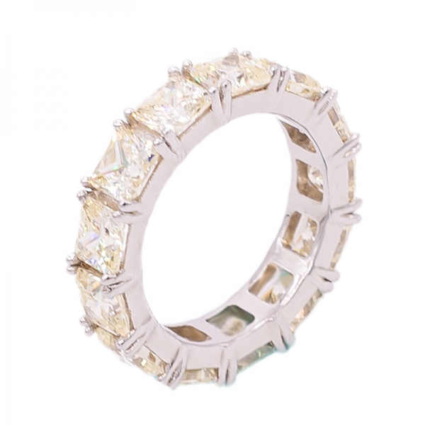 anillo de plata cuadrado amarillo simple diamante 925 