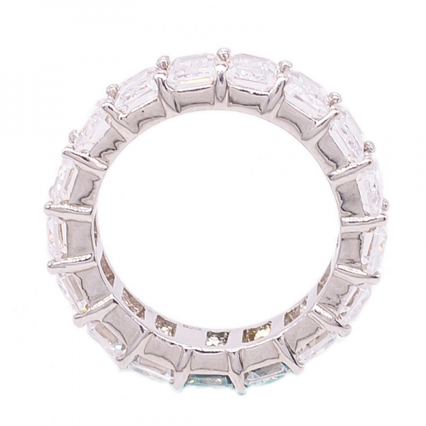 anillo de cz blanco esmeralda brillante en plata de rodio 925 