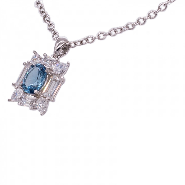 brillante colgante de diamantes azul 925 