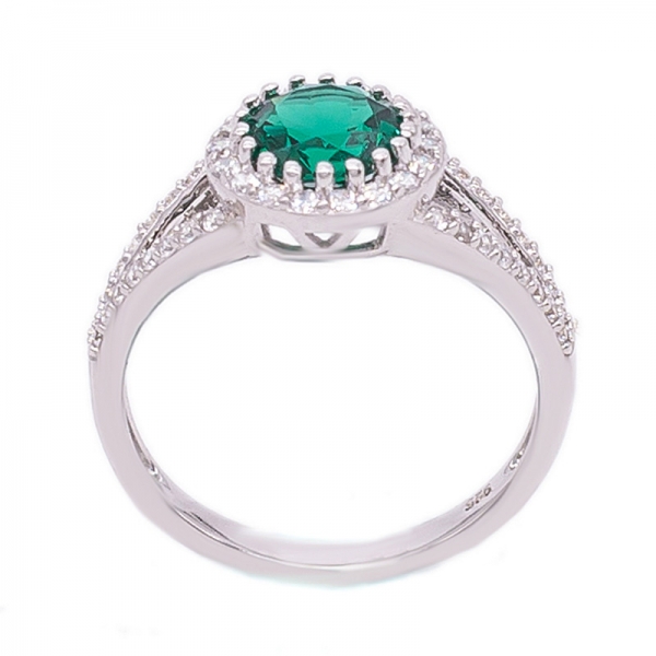 anillo nano verde solitario plata 