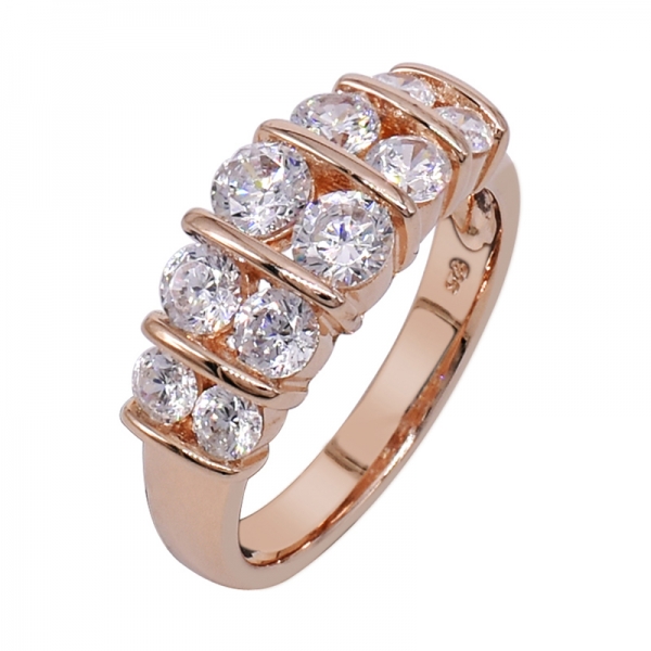 925 señoras simples rosa anillo chapado en oro 