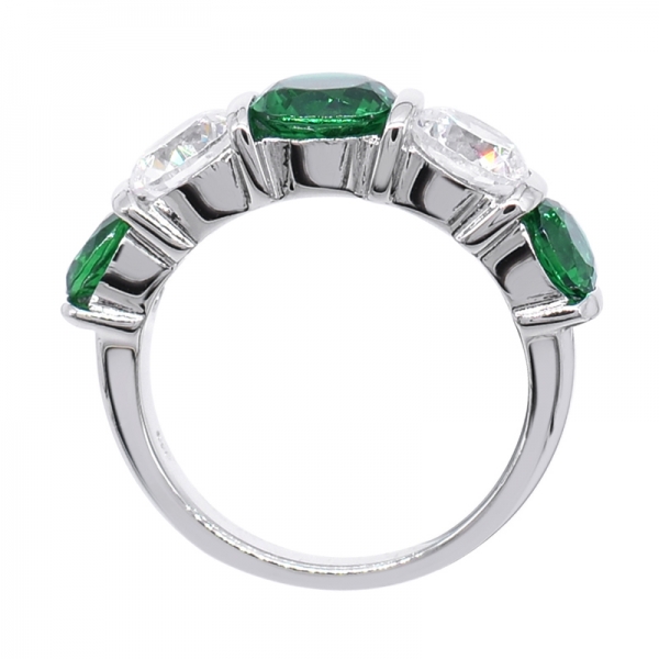 anillo extraordinario 925 con piedras verdes y blancas 