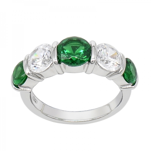 anillo extraordinario 925 con piedras verdes y blancas 