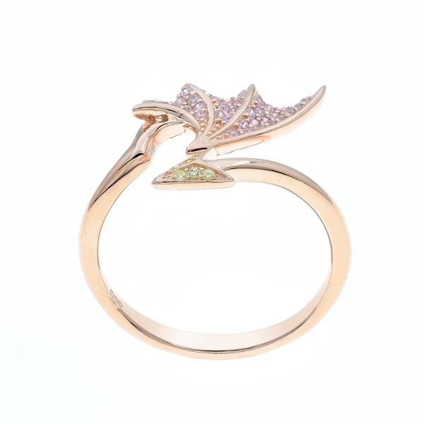 encantador anillo de plata chapado en oro rosa 925 