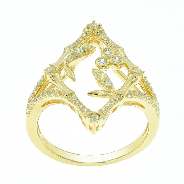 anillo de bambú plateado oro 925 