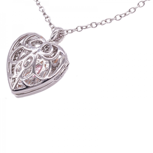 en forma de corazón medallón colgante de plata con paraiba y blanco 