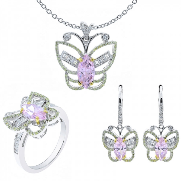 maravilloso conjunto de joyas de plata mariposa damas 
