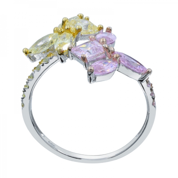 fascinante plata floral paraiba anillo 925 