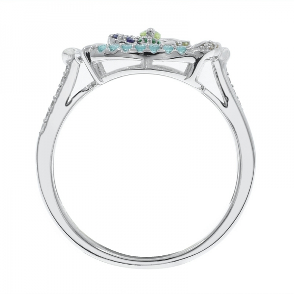 anillo de plata paraiba individual 925 para mujer 