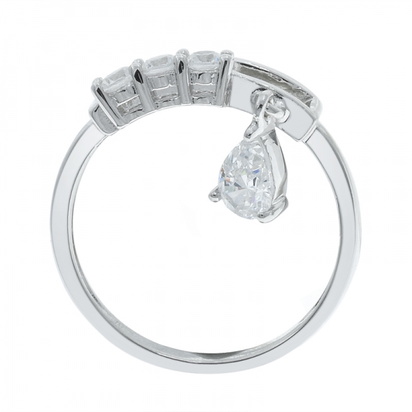 anillo de cz blanco plata 925 individual para damas 