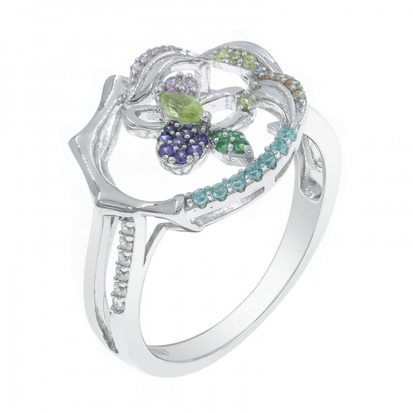 anillo de plata paraiba individual 925 para mujer 
