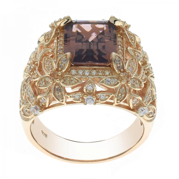 anillo nano de morganita corte esmeralda plata clásica 