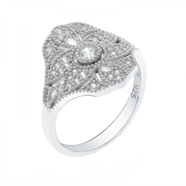 precioso anillo de plata chapado en oro para mujer 