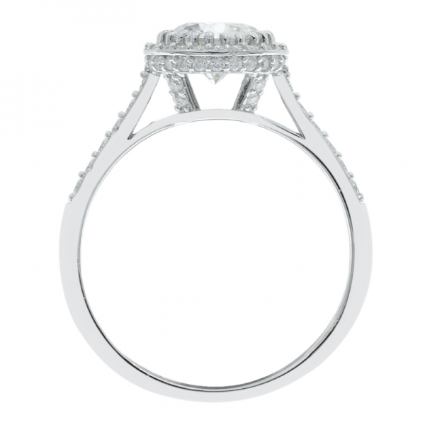 anillo de señoras de halo de plata de moda 925 solitarios 