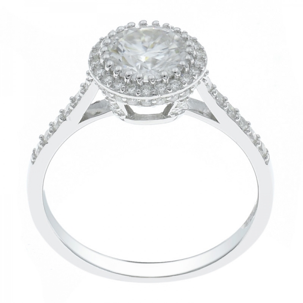 anillo de señoras de halo de plata de moda 925 solitarios 