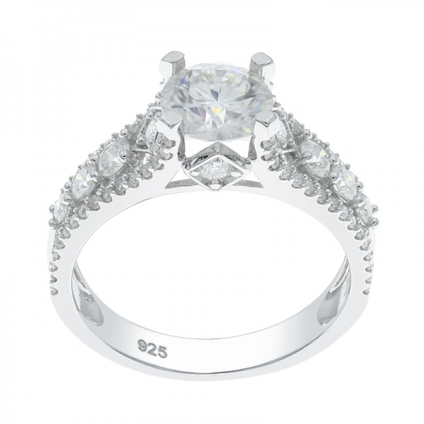 fascinante anillo cz blanco plateado rodio 925 