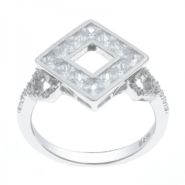 moda de plata 925 anillo de forma cuadrada 