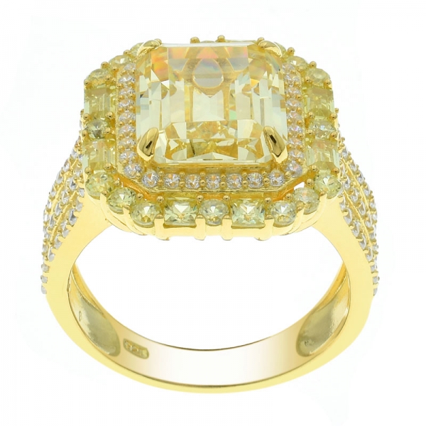 lujoso anillo de plata 925 plata con diamantes cz amarillo 