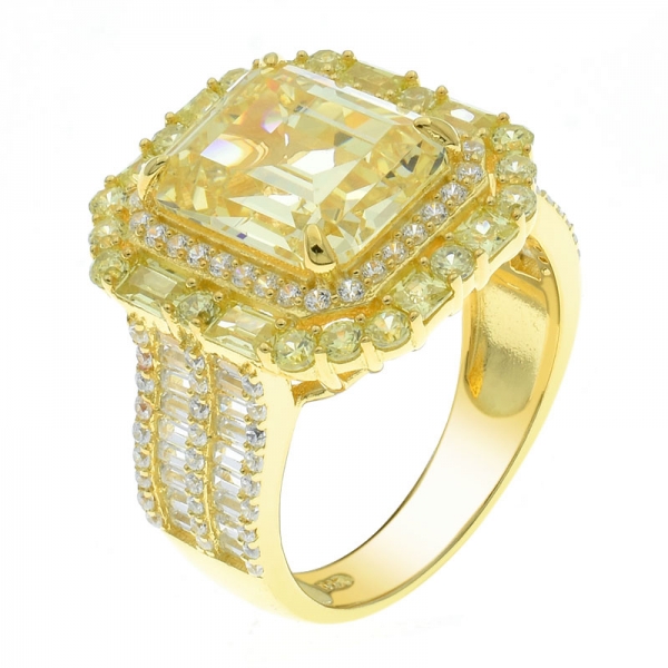 lujoso anillo de plata 925 plata con diamantes cz amarillo 