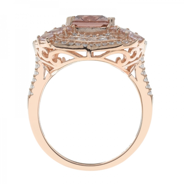 Elegante estilo de plata 925 con anillo de morganita nano para mujeres 