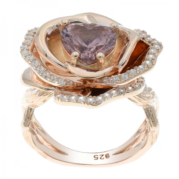 fascinante anillo de corindón rojo rosa plata 925 