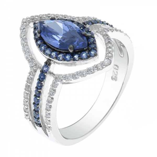 925 plata esterlina elegante marquesa halo anillo 
