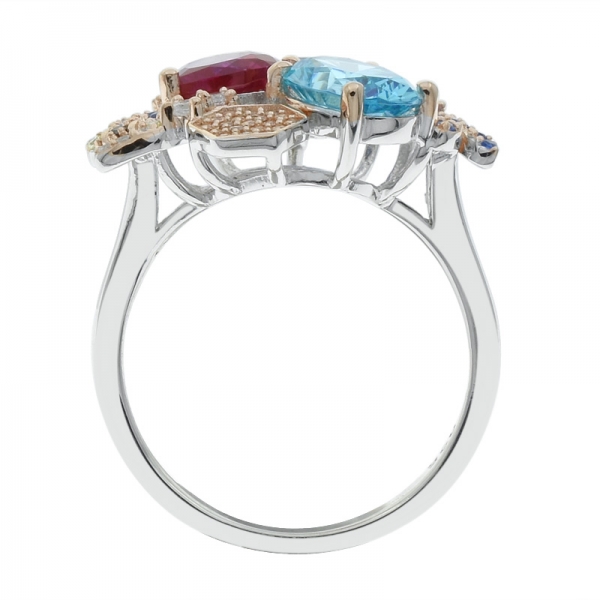 anillo de señoras multicolor de plata 925 de primavera 