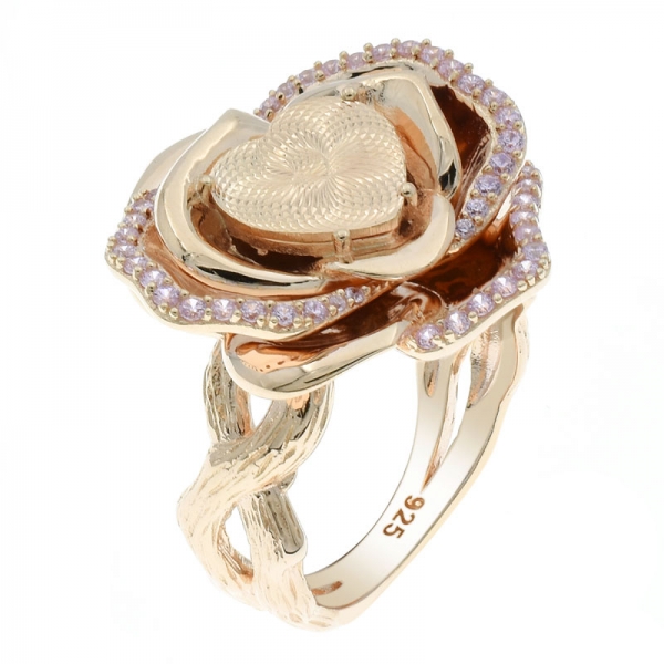925 plata esterlina fascinante rosa señoras anillo 