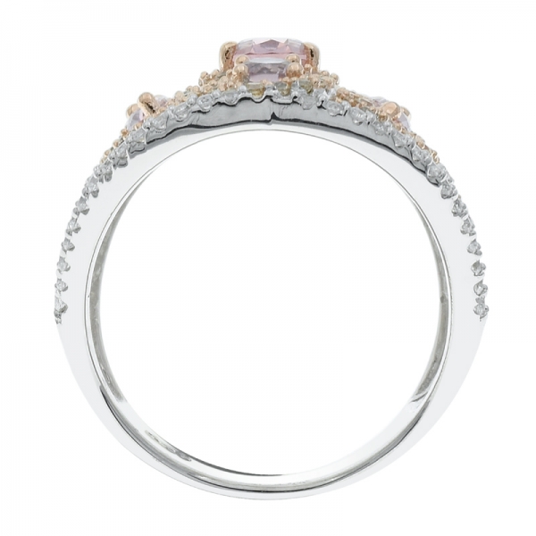 925 plata chapado en oro rosa anillo de nano de morganita filigrana 