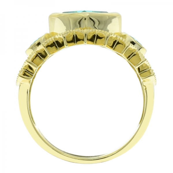 Moda elegante 925 plata cojín forma paraiba anillo 