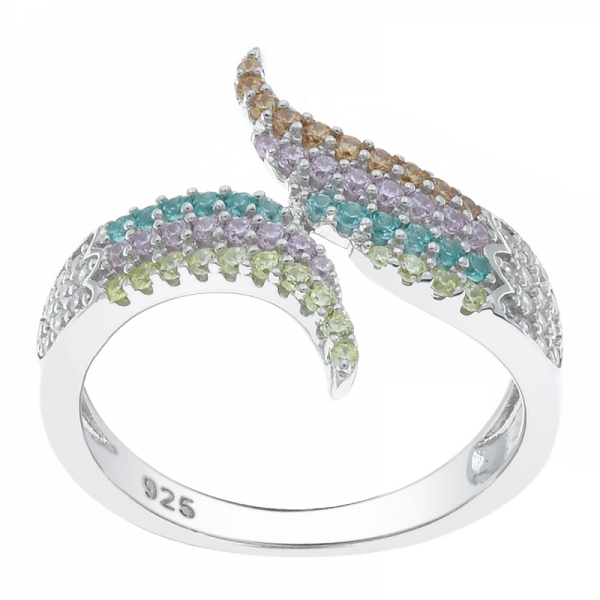 Venta al por mayor de plata 925 anillo de ala multicolor para damas 