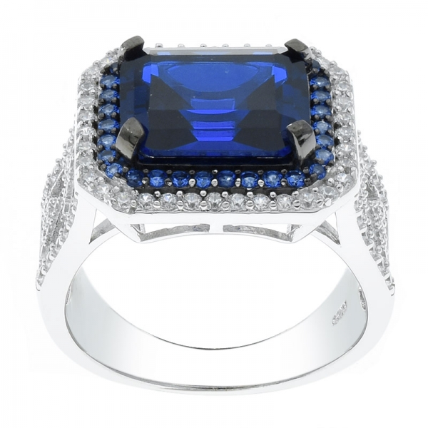 Venta al por mayor 925 anillo azul plata nano para damas 