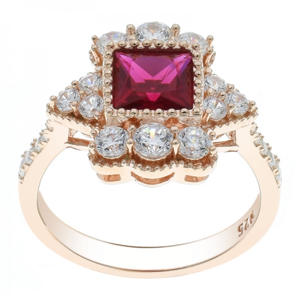 anillo de la joyería del corindón rojo de plata 925 de China 