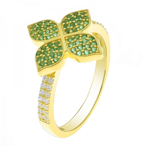 China 925 plata esterlina verde nano trébol anillo 