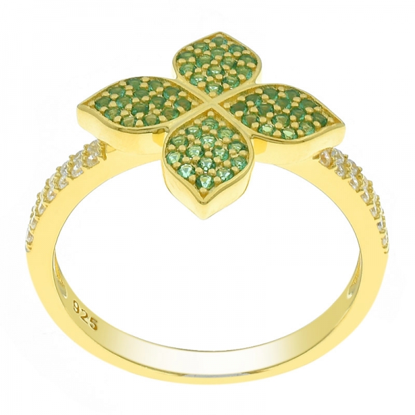 China 925 plata esterlina verde nano trébol anillo 