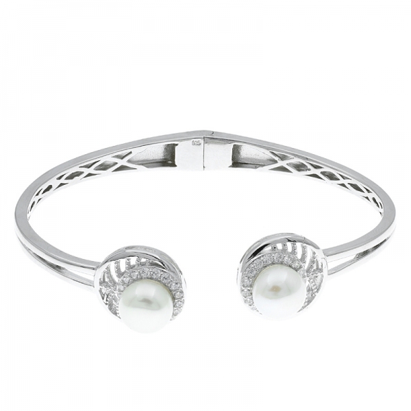 China 925 plata esterlina perla brazalete abierto 