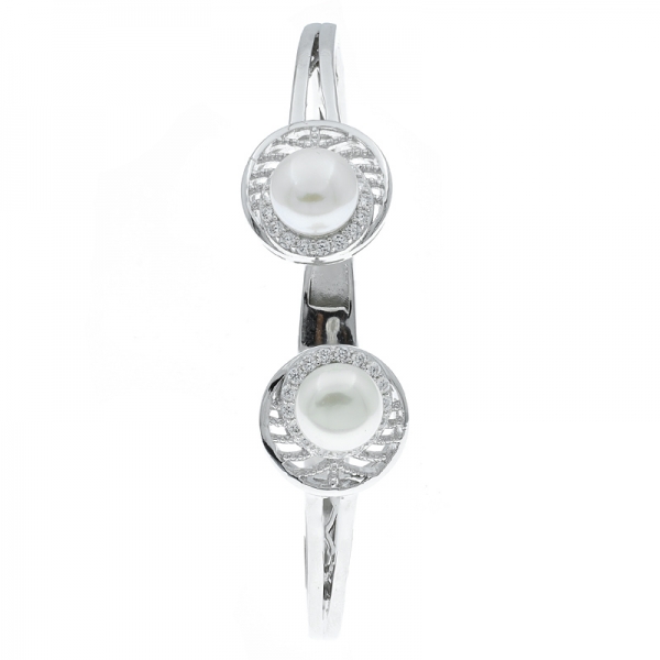 China 925 plata esterlina perla brazalete abierto 