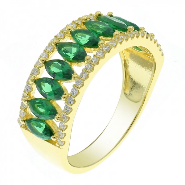 China plata de ley 925 marquise verde nano medio círculo anillo 