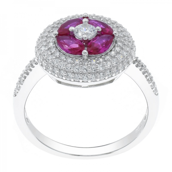 China 925 plata maravillosa anillo de joyería de corindón rojo 