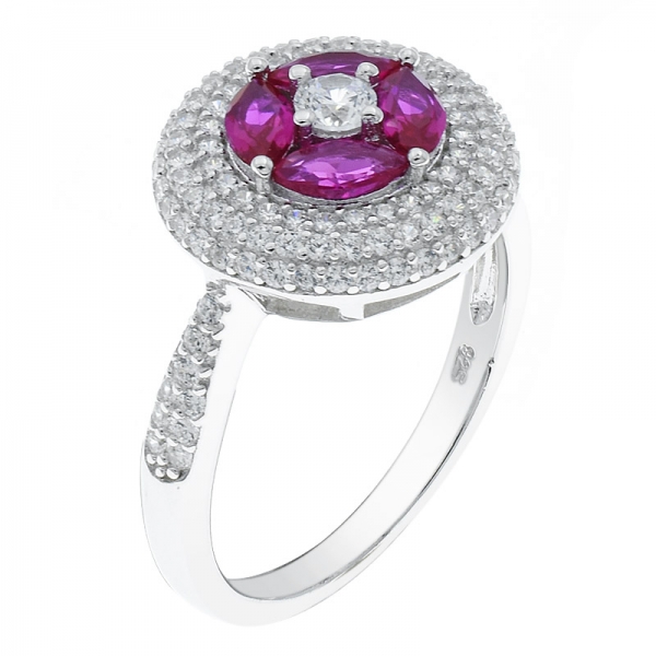 China 925 plata maravillosa anillo de joyería de corindón rojo 