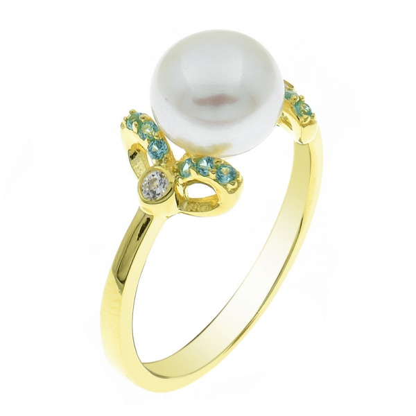 China 925 plata esterlina perla anillo de joyería delgada 