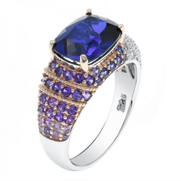 925 bicolor plateado tanzanite cz joyas anillo que hace fuentes 